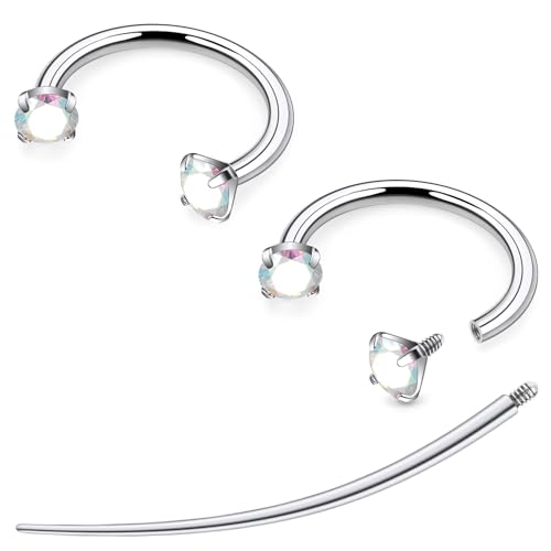 F136 Titanium 20/18/16/14g Horseshoe Nose Septum Lip Ear Rings Piercings 8/10/12mm Cartilage Helix Daith Earrings Jewelry for Women Men - color: AB, size: 18g*3/8in(10mm)