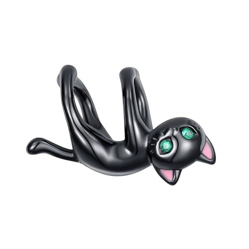 Family Love Mother Daughter Grandma Charm 925 Sterling Silver fits Bracelets Necklace Pendant Bead Charms Jewelry Gift for Women Family Friends - color: Halloween Black Cat Charm