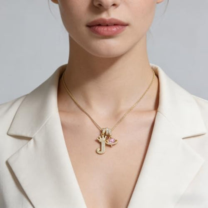 18K Gold & Silver Plated Initial Necklaces for Women - color: J-Gold