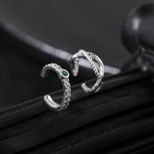 Ear Cuff for Women,Non Piercing Huggie Ear Cuff Earrings | Non Piercing Vintage Adjustable Ear Cuff Earrings Clip On Cartilage Ear Jewelry - style: CZ Set