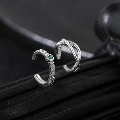 Ear Cuff for Women,Non Piercing Huggie Ear Cuff Earrings | Non Piercing Vintage Adjustable Ear Cuff Earrings Clip On Cartilage Ear Jewelry - style: CZ Set