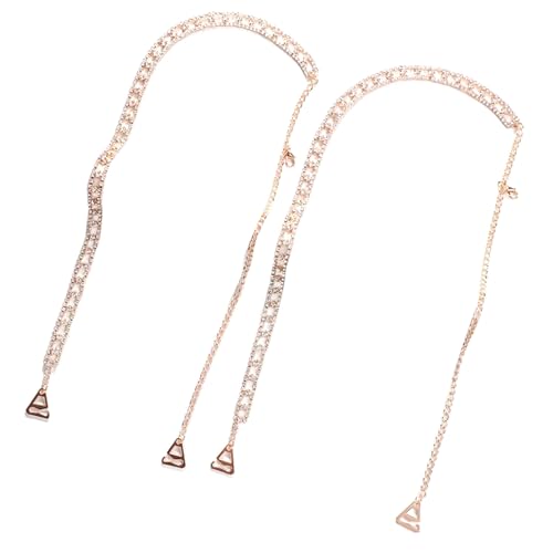 1Pair Rhinestone Shoulder Strap Chain Jewelry for Women Sexy Bridal Crystal Shoulder Lingerie Chain Rhinestone Wedding Body Bra Straps Dress Jewelry Accessories - color: Rose gold