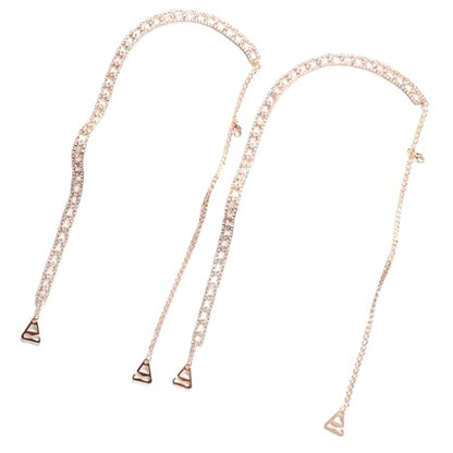 1Pair Rhinestone Shoulder Strap Chain Jewelry for Women Sexy Bridal Crystal Shoulder Lingerie Chain Rhinestone Wedding Body Bra Straps Dress Jewelry Accessories - color: Rose gold
