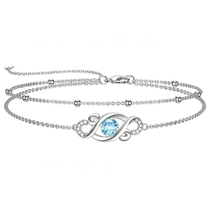 Dorunmo Birthstone Infinity Love Bracelet for Women 925 Sterling Silver Sparkling Gemstone Double Layered Adjustable Bracelets Birthday Jewelry Gifts for Mom Women - color: 12-Dec-Topaz