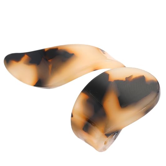 XAM Acrylic Tortoiseshell Pattern Rings - Geometric Irregular Caramel Color Open-Back Statement Elegant Jewelry - color: D