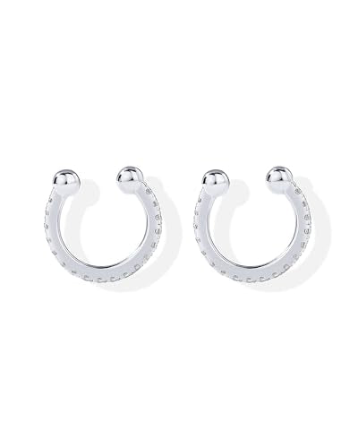 PAVOI 14K Gold Plated CZ Ear Cuff Earrings for Women, Clip On Cartilage | Hypoallergenic Huggie Ear Cuffs with Cubic Zirconia - style: Thin CZ