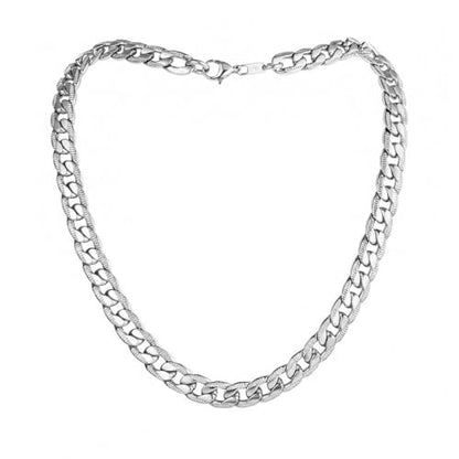 Necklace for Men Stainless Steel Statement Cuban Chain Necklace Gold/Silver/Black Plated 7mm Chain Hip Hop Jewelry 18/20/22/24/26/28/30 Inch - color: 7mm-Silver Cuban Chain, size: Length 20 Inch