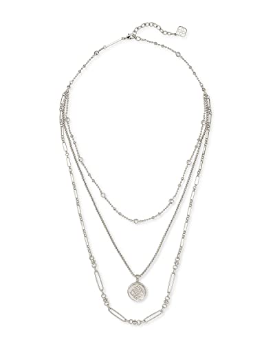Kendra Scott Medallion Triple Strand Necklace, Fashion Jewelry for Women - color: RHODIUM