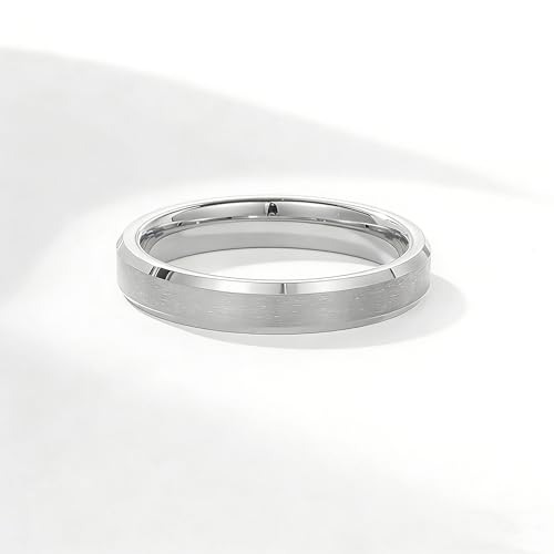 Stainless Steel Wedding Band Ring For Men Women | Sandblasted matte finish, 4mm/6mm/8mm widths, steel/black/gold-tone colors, everyday wear, wedding - color: Matte-4mm-Silver