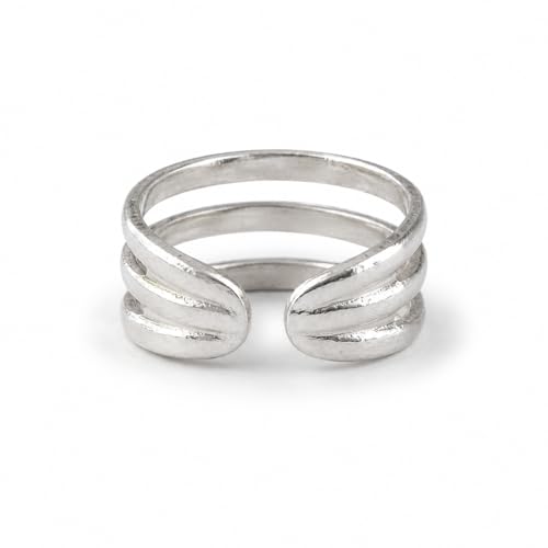 Sterling Silver Toe Ring, Adjustable Open Band, Handmade | Fits Toe, Knuckle or Pinky Ring | One Size Fits Most | Comfortable to Wear | Minimalist Style | Water Resistant - style: Triple Band