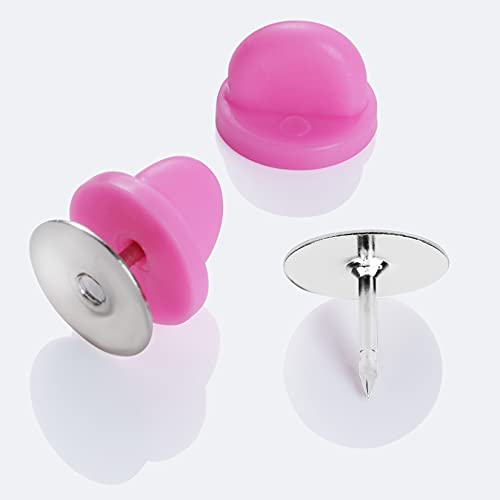 400pcs PVC Rubber Pin Backs Heliltd Butterfly Clutch Pins Tie Tacks Blank Pins for Uniform Badges Backing Holder Clasp Lapel Pin Enamel Pins(200 Sets) - color: pink