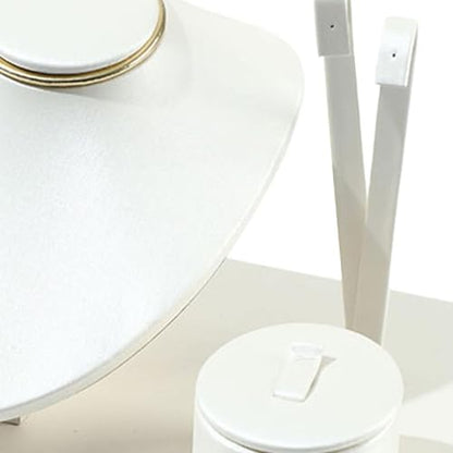Colaxi Jewelry Display Set Earring Stand Multiple Combination Necklace Bust Holder Showcase for Gift Vanity Bedroom Collection Woman, White - color: White