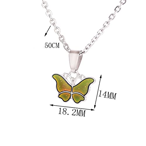 Temperature Sensing Color Changing Pendant Necklace Love Heart Butterfly Turtle Dolphin Moon Star Mood Necklace for Girl Women Gift - color: Lovely Butterfly