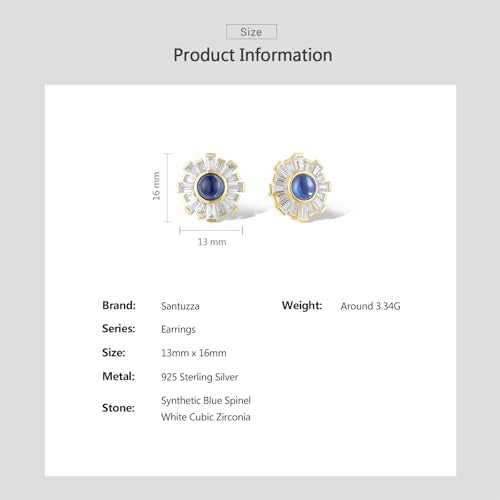 Santuzza Sterling Silver Gemstone Flower Earrings for Women - color: [A]Dandelion-Blue