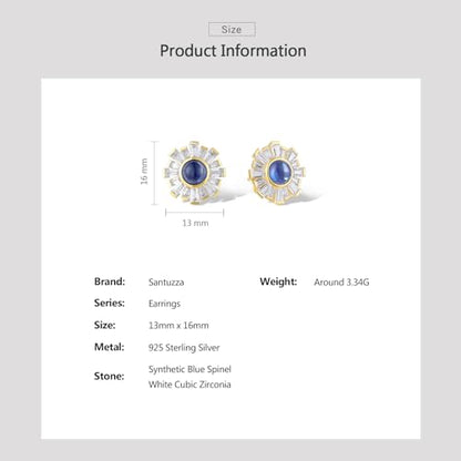 Santuzza Sterling Silver Gemstone Flower Earrings for Women - color: [A]Dandelion-Blue