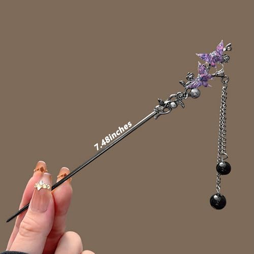 5 Pcs Hair sticks for buns,Decoration Hair pins for women,Buns and Updos with No Hair Damage, Butterfly Tassel Metal Pin Great Hold,Suitable for fine hair US459