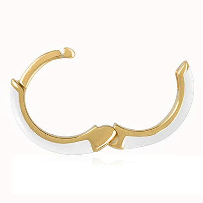 14K Gold Plated Sterling Silver Enamel Color Huggie Hoop Earrings for Women – Wide Range of Vibrant Color Options Available - color: White