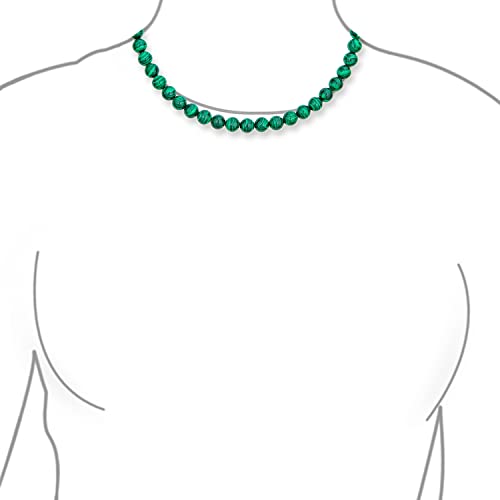 Bling Jewelry Simple Classic Hand Knotted Created Semi Precious Gemstone Round Ball 10MM Bead Strand Choker Collarbone Necklace Western Jewelry For Women Toggle Clasp 15 17 19 Inch - color: Green Malachite