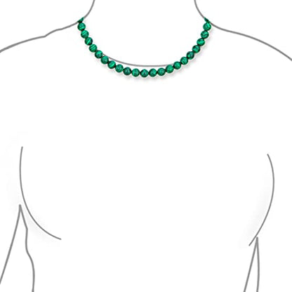 Bling Jewelry Simple Classic Hand Knotted Created Semi Precious Gemstone Round Ball 10MM Bead Strand Choker Collarbone Necklace Western Jewelry For Women Toggle Clasp 15 17 19 Inch - color: Green Malachite