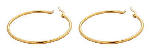 Rounded Hoops Earrings (20mm-60mm Diameter) - color: Gold 40mm
