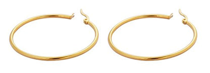 Rounded Hoops Earrings (20mm-60mm Diameter) - color: Gold 40mm