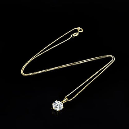 JewelryPalace Round 1ct 2ct 3ct Cubic Zirconia Solitaire Pendant Necklace for Women, 925 Sterling Silver 14k White Gold Plated Necklaces for Her, Classic Simulated Diamond Jewelry Set, 18 Inches chain - color: H-3ct-CZ-Yellow Gold Plated