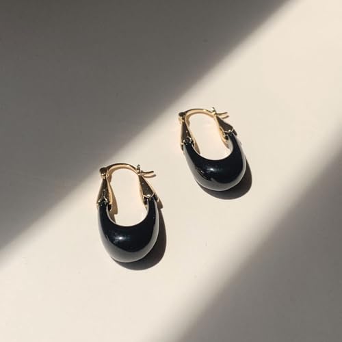 Acrylic Hoop Earrings for Women, Gold Plated Resin Chunky Hoops, Lightweight Teardrop Oval Round Drop Earrings Hypoallergenic Fun Fashion Trendy Jewelry