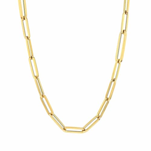 Jewelry Affairs 14k Yellow Gold Paperclip Chain Necklace, 3mm - size: 7