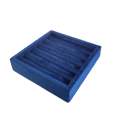 SCIKHETF Velvet Ring Earrings Studs organizer Tray Small Ring Insert Display Tray 5 Slots Stackable (Dark Blue) - color: Dark Blue