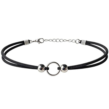 Black Choker for Women, Adjustable Layered Velvet Leather Lace Collar necklace, Goth necklace Gifts - color: Circle