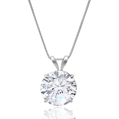 MAX + STONE 14k Gold 8mm Round Solitaire Cubic Zirconia Pendant Necklace for Women with 18 Inch Box Chain - size: 9 MM