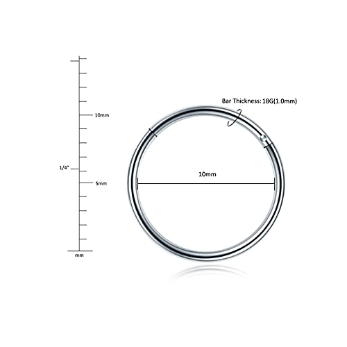 Aumeo 14G 16G 18G 20G Nose Ring Hoop Stainless Steel Hinged Segment Rings Hoops Nose Clicker Ring Tragus Helix Cartilage Daith Rook Earring Piercing Jewelry for Women Men - style: 5pcs 18g 10mm mixed colors