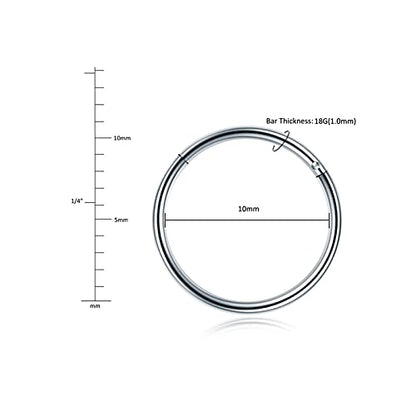 Aumeo 14G 16G 18G 20G Nose Ring Hoop Stainless Steel Hinged Segment Rings Hoops Nose Clicker Ring Tragus Helix Cartilage Daith Rook Earring Piercing Jewelry for Women Men - style: 5pcs 18g 10mm mixed colors