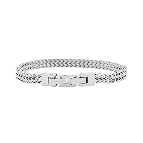 Geoffrey Beene Men’s Stainless Steel Double Franco Chain Bracelet with Extension - color: Silver, size: 8.5"