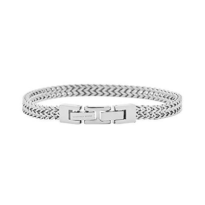 Geoffrey Beene Men’s Stainless Steel Double Franco Chain Bracelet with Extension - color: Silver, size: 8.5"