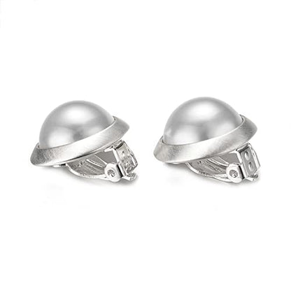 Yoursfs Clip on Earrings for Women Round Faux Pearl Earrings Clipon 18K Gold Plated Non Pierced Earring Jewelry - color: White GP White Pearl Clips on