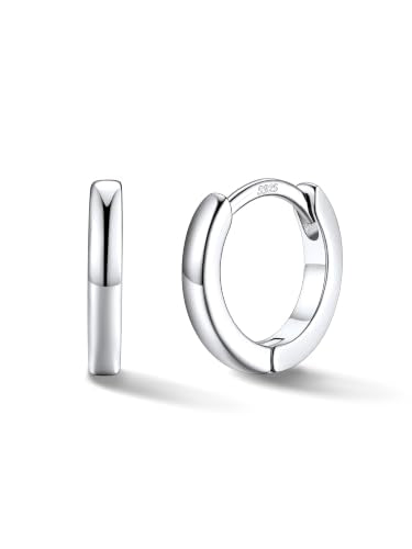 FaithHeart 925 Sterling Silver Post Huggie Hoop Earrings for Women 8-20mm | Silver/Black/Gold/Rose Gold Small Hoop Earrings, Hypoallergenic Lightweight Cartilage Huggie Earrings, Gift Box - color: Silver, size: 8mm