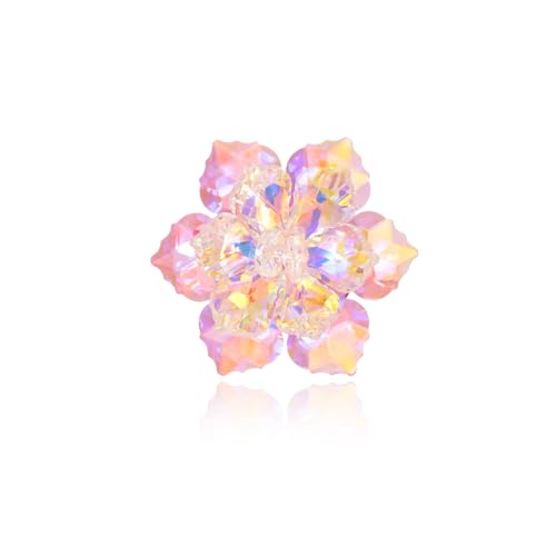 Crystal Flower Brooch Pin for Women Dress Suit Bag Hat Broochs Pins Christmas Brooch Pin Wedding Party Birthday Dance Jewelry Accessories - color: Pink +Brilliant Gold