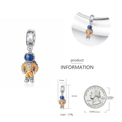 Charm for Bracelets and Necklaces, Heart Animals 925 Sterling Silver Bead Celestial Sun Moon Star Charms Jewelry Gift for Women Girls - color: Astronaut Dangle Charm