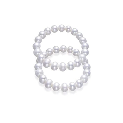 Pingyongchang Elastic Pearl Bracelet Stackable Stretch Bracelet Wedding Accessories Bridesmaid Bracelet 8MM Faux Pearl Bracelet Bridal Party Prom Beaded Bracelet - color: 3pcs