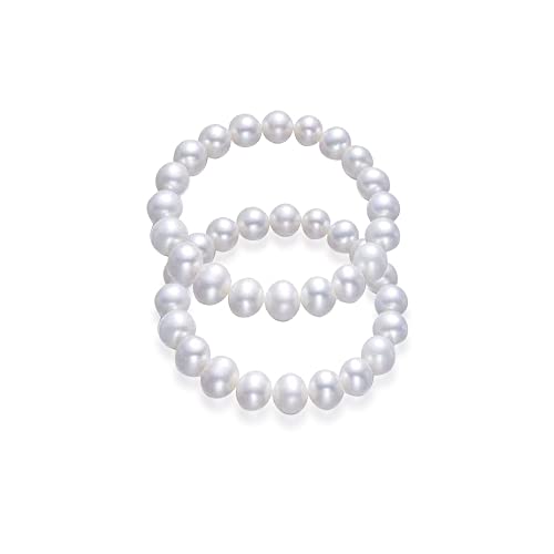 Pingyongchang Elastic Pearl Bracelet Stackable Stretch Bracelet Wedding Accessories Bridesmaid Bracelet 8MM Faux Pearl Bracelet Bridal Party Prom Beaded Bracelet - color: 6pcs
