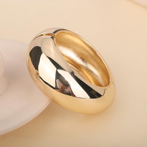 Gold Plated Cuff Bracelet Hammered Open Wrist Cuff Wide Chunky Bangle Statement Bracelets for Girls