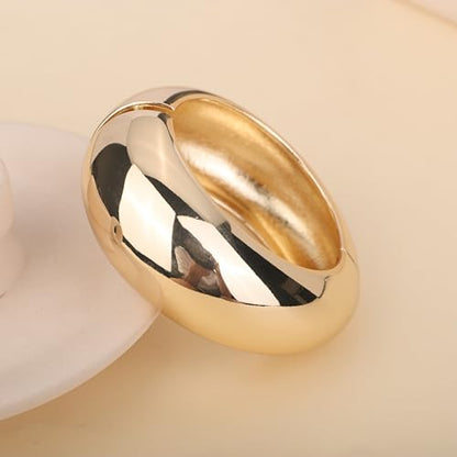Gold Plated Cuff Bracelet Hammered Open Wrist Cuff Wide Chunky Bangle Statement Bracelets for Girls