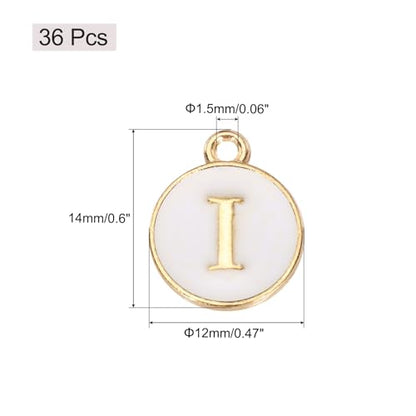 MECCANIXITY Pendants Letter Charm Initial Charm Double Sided Alphabet for DIY Necklace Bracelet Earrings Jewelry Making - style: I