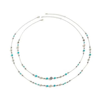 Long Necklaces for Women Pearl Necklaces for Women Long Chain Necklace Dainty Layered Pearl Necklace Statement Sweater Strand Chain Jewelry - color: Silver pearl