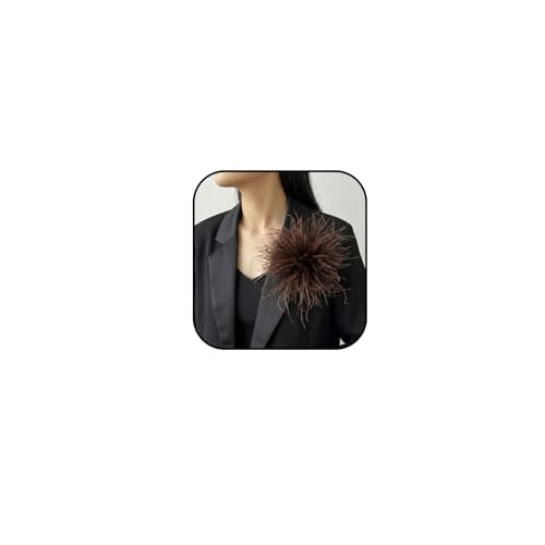 Dainty Feather Flower Brooch Pin for Women Oversized Floral Lapel Pins Elegant Feather Corsage Brooches Suit Clothes Shawl Dress for Wedding Party Banquet Dance Trendy Jewelry 150mm - color: Brown