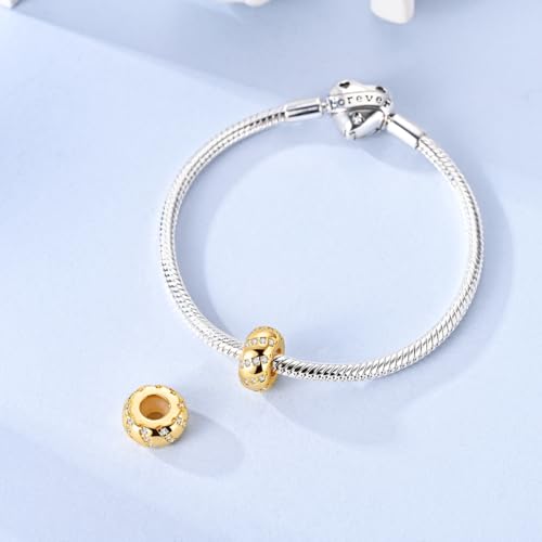 Gold Clip Stopper Charms for Pandora Bracelets Spacers Bead Charms Packs Jewelry Gift for Women - color: Golden Charms