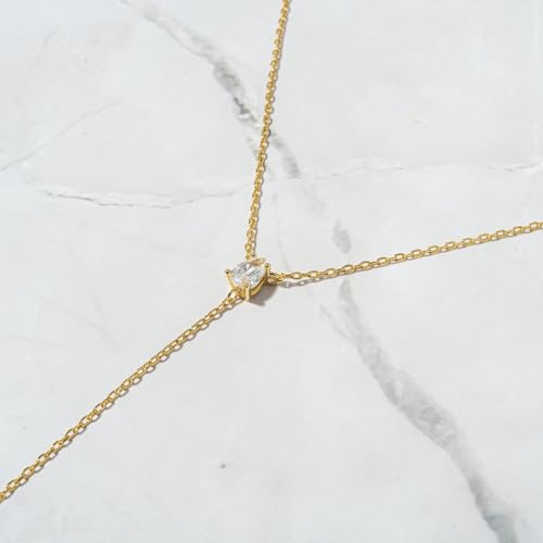 Lariat Necklace for Women, Non Tarnish Dainty Chain Stackable 14K Gold Plated Cute Trendy Layered Necklaces Elegant Jewelry Gift for Women Her - color: Gold, style: SD