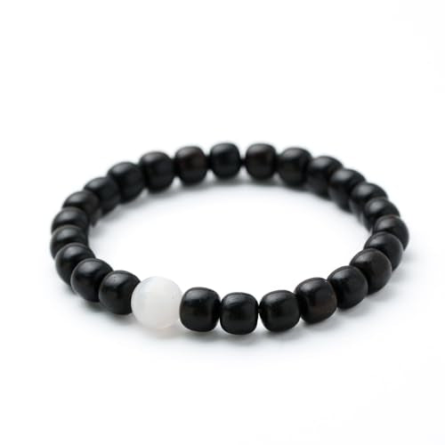 Healing Wooden Bracelet for Women Men Stretch Adjustable Black Beaded Bracelets for Women Friends Sister Spiritual Bracelets for Woman