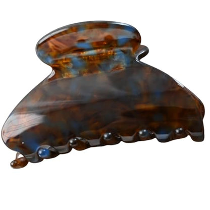 Handmade Celluloid Acetate French Design Barrettes Tortoise Shell Claws Hair Claw Luxury Fashion Accessories Hair Clip for Women (brownblue) - color: brownblue